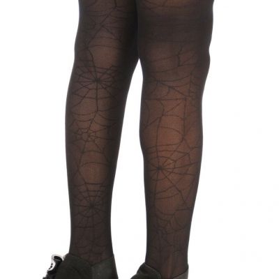 Nylon Stockings w Spiderweb Pattern, Black